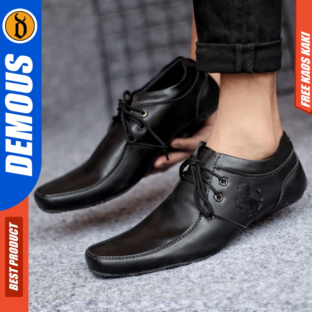 DEMOUS LETTO Sepatu Casual Formal Pantofel Kulit Asli Pria