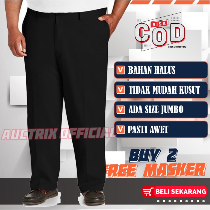 Celana Bahan Pria Formal Panjang Kerja Kantor Slimfit Ada Size Jumbo 27-44