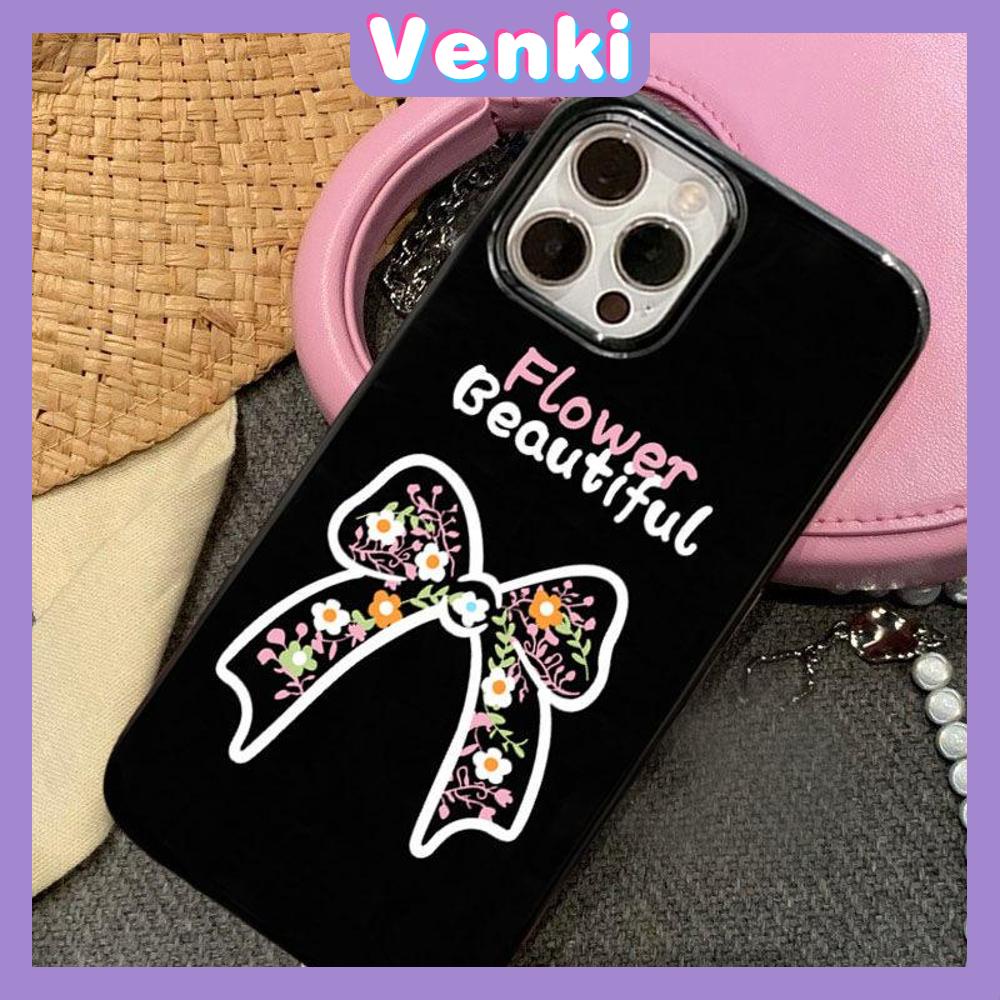 iPhone Case Silicone Soft Case Black TPU Glossy Big Hole Camera Protection Shockproof Floral Bow For iPhone 13 Pro Max iPhone 12 Pro Max iPhone 11 Pro Max iPhone 7 Plus iPhone x xr