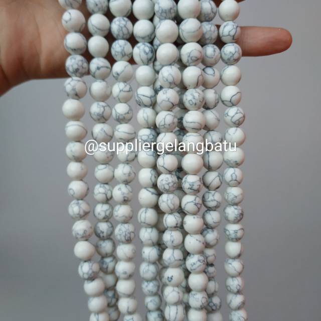 Bahan batu pirus howlite 8mm renceng