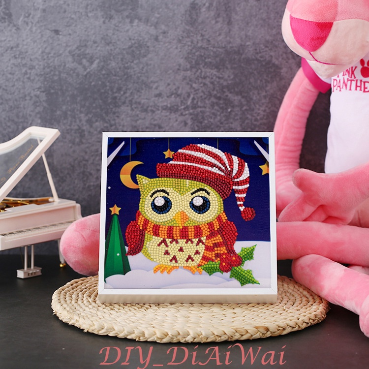 5D Diamond Painting DIY Kids Craft lukisan kristal FREE Frame - OWL