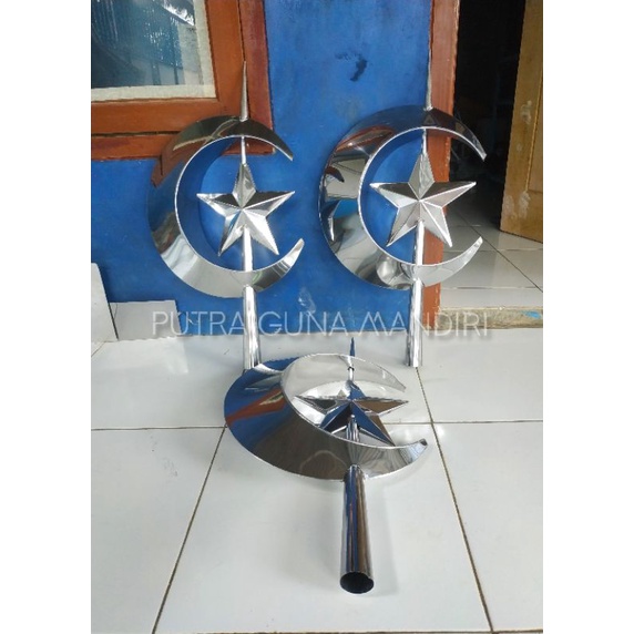 BULAN BINTANG KUBAH MASJID/BULAN BINTANG STAINLESS STEEL 30CM