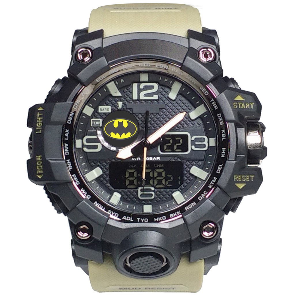 (Istimewa Bossque) Jam BATMAN Double Time Tali Cream (Exclusive)