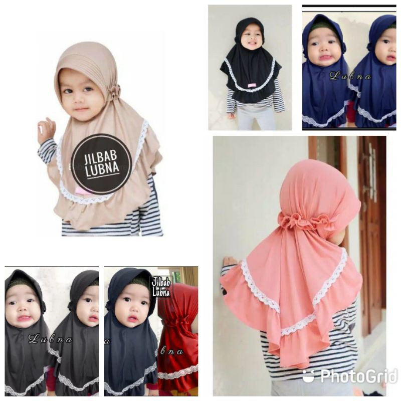 (TERLARIS) Jilbab Lubna anak bayi Usia 0 - 3 tahun | Hijab tk baby perempuan newborn lucu 6 sampai 1 thn | kerudung sekolah lembut sd  terbaru 2 – 12 bln premium