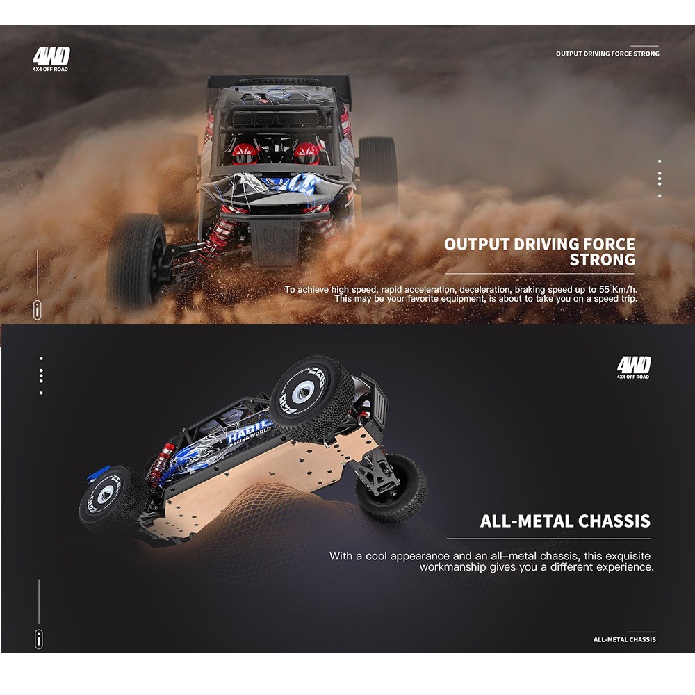 WL 124018 1/12 RC Car Buggy Metal Chassis 60km/h 2.4G 4WD Off Road-3