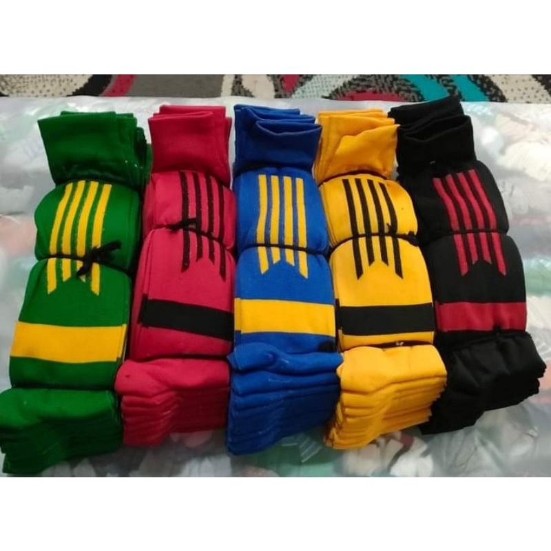 3 pasang kaos kaki BOLA putsal motif garis&quot; panjang selutut / bahan poliester lembut halus dan menyerap keringat