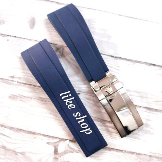 Jam Tangan Rolex Tali Strap Watch Band Rubber Buckle Pria Blue Biru
