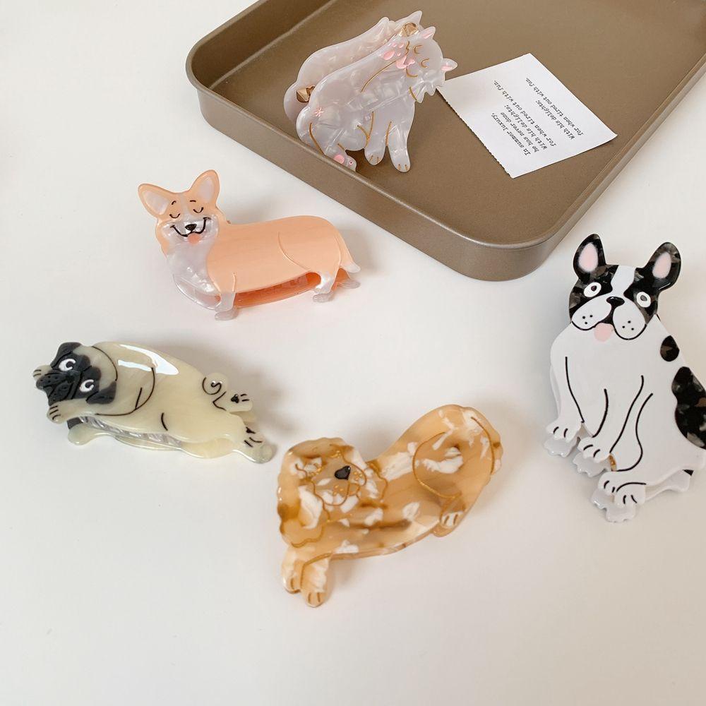 Needway Dog Catch Clip Sweet Geometric Grasping Clip Kucing Kartun Puppy Gadis Aksesoris Rambut Wanita