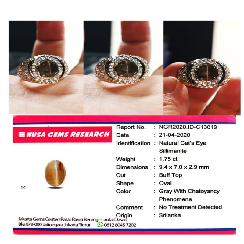 BATU CINCIN NATURAL SILIMANITE CAT EYE