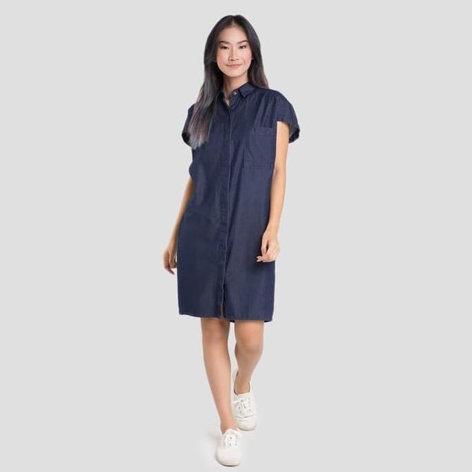 Miyoshi Josei MJ18DR024SR Denim Dress Medium Blue