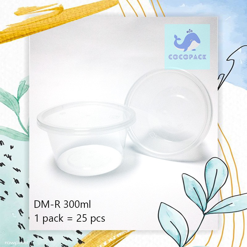 (25 pcs) MURAH DM R 300ml Thinwall Food Container Plastik Bowl Mangkok Cup Pudding Dessert Box