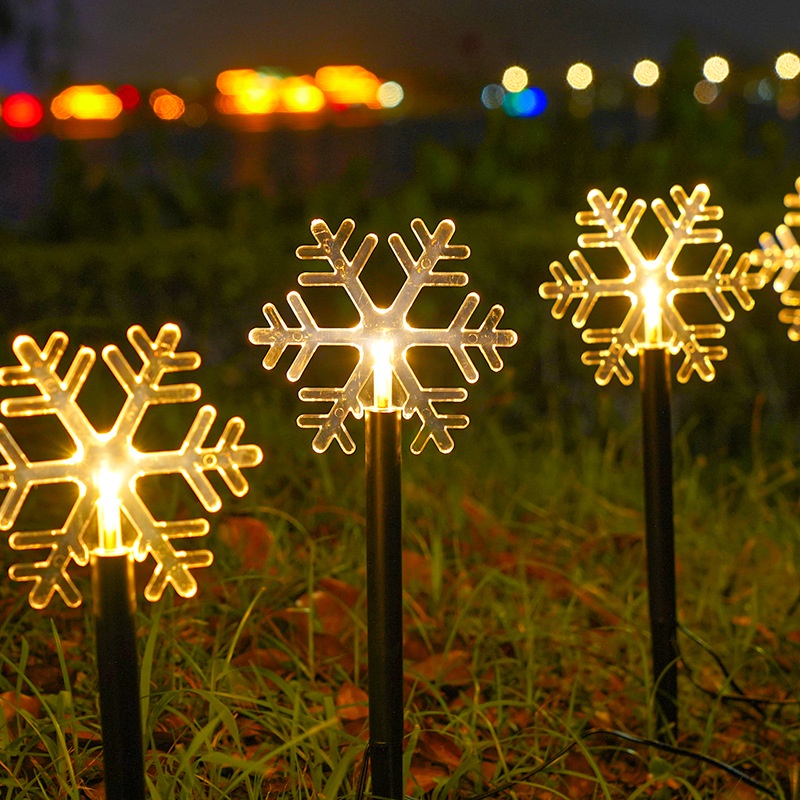 Lampu LED Tenaga Surya Bentuk Snowflake Bintang Pohon Natal Untuk Dekorasi Outdoor