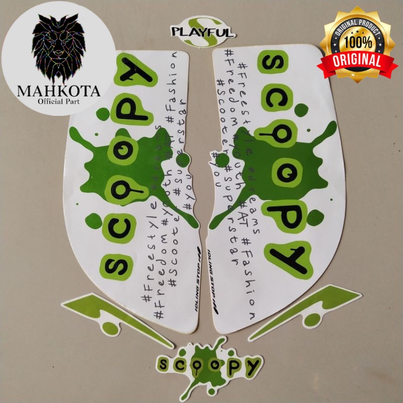 Original Asli Striping Stiker Polet list motor motor honda scoopy 2017 playful hijau list body motor
