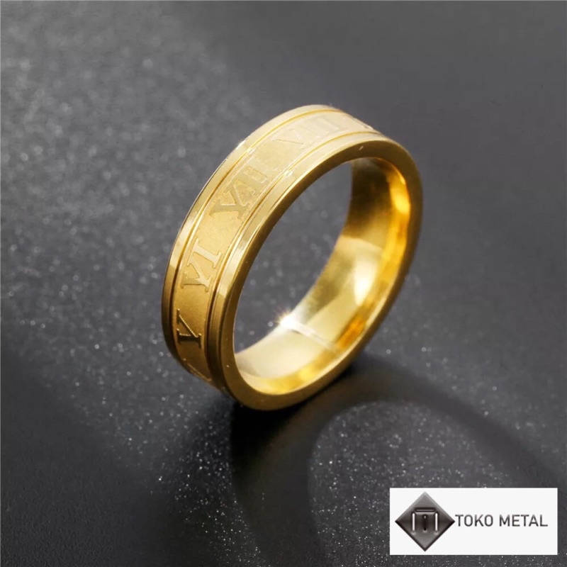 Cincin Titanium Motif Romawi Anti karat Pria &amp; Wanita [ Toko Metal ]