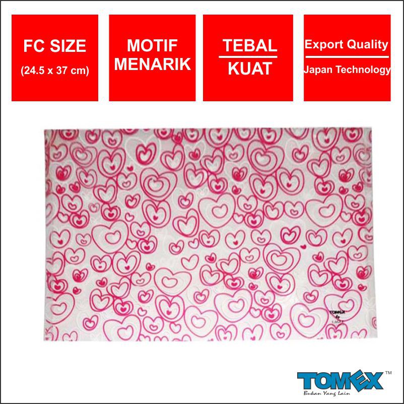 

TOMEX Map Plastik Kancing Smart Pocket Data Bag Horizontal Motif LOVE Folio Isi 6 Pcs