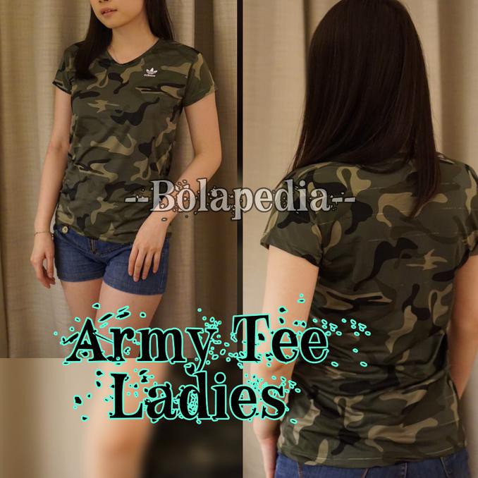 LADIES Kaos ARMY Wanita cewek / kaos loreng sport - bola---ped