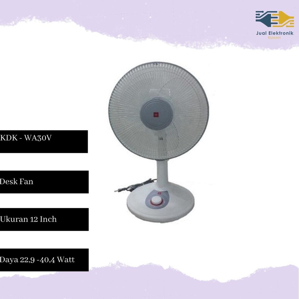 Kipas Angin Meja Desk Fan 12 in 3-Speed KDK - WA30V Produk Terlaris