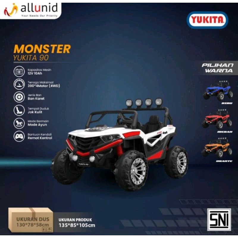 Mobil aki Yukita 90 Ban Karet 4 warna