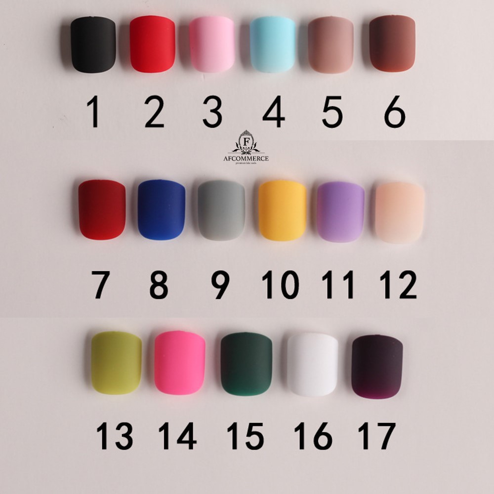 KUKU PALSU FAKE NAILS MATTE SQUARE SHORT STYLE  24 pcs BAG 3