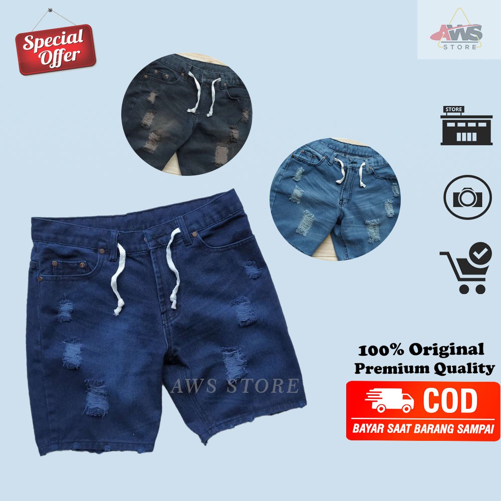 Celana Pendek Sobek Pria  Celana Pendek Levis Import Pria Sobek Nyaman dipakai trending kekinian2021