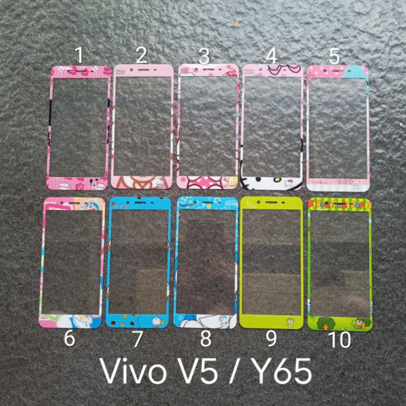 Tempered glass Vivo V5 . V5S . Y67 . Y65 motif gambar karakter anti gores kaca screen guard