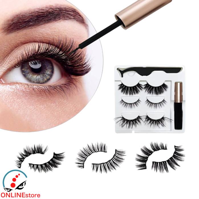 Bulu Mata Eyelash Magnetic Eyeliner Premium 1 Set 3 Pcs Bulu Mata palsu Langsung Pasang Lembut Lentik