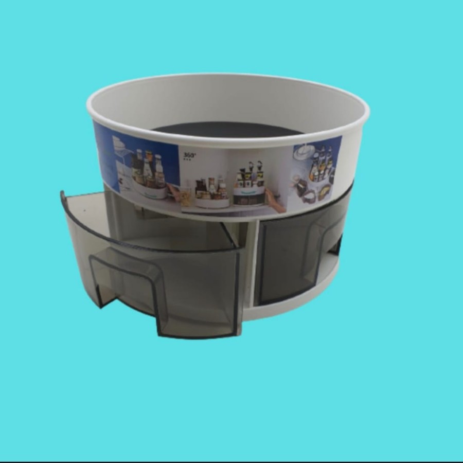 Wadah Tempat Bumbu Dapur 360 Derajat Putar 2 Susun