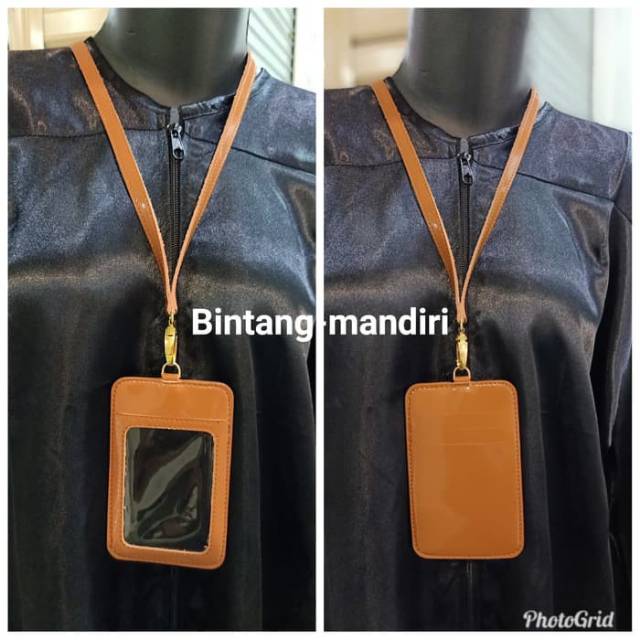 

Name Tag ID Card Holder Warna Coklat Glossy 4 Slot Kwalitas Bagus