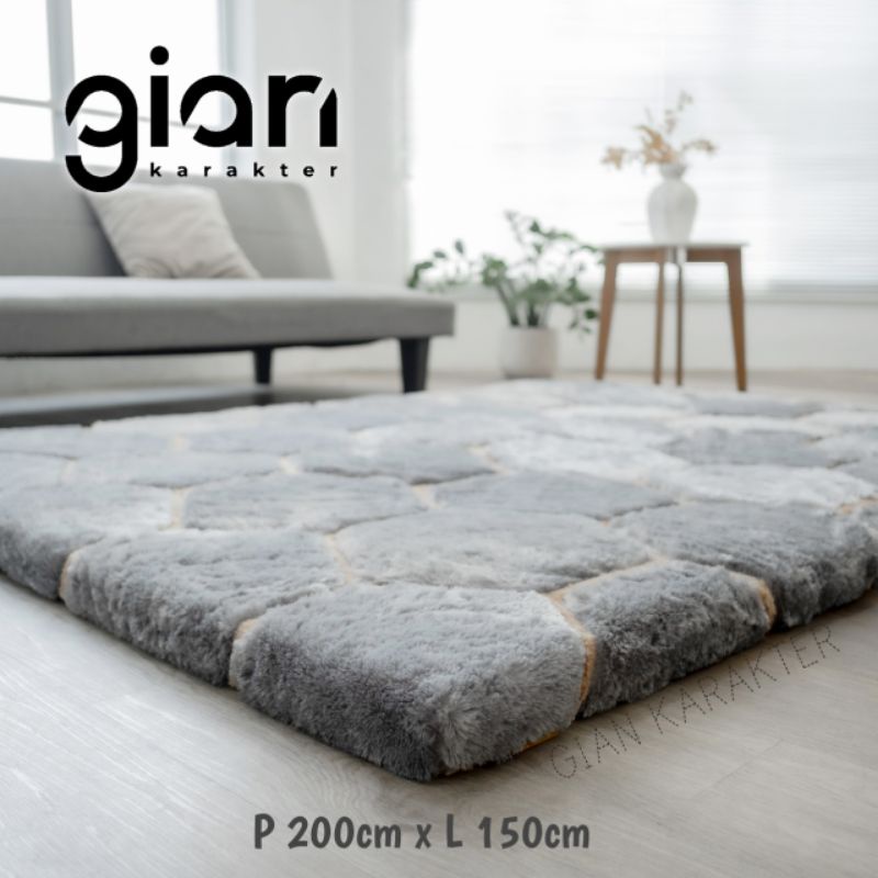 Surpet [Kasur Karpet] Bulu Empuk Motif Hexagon - Gian Karakter