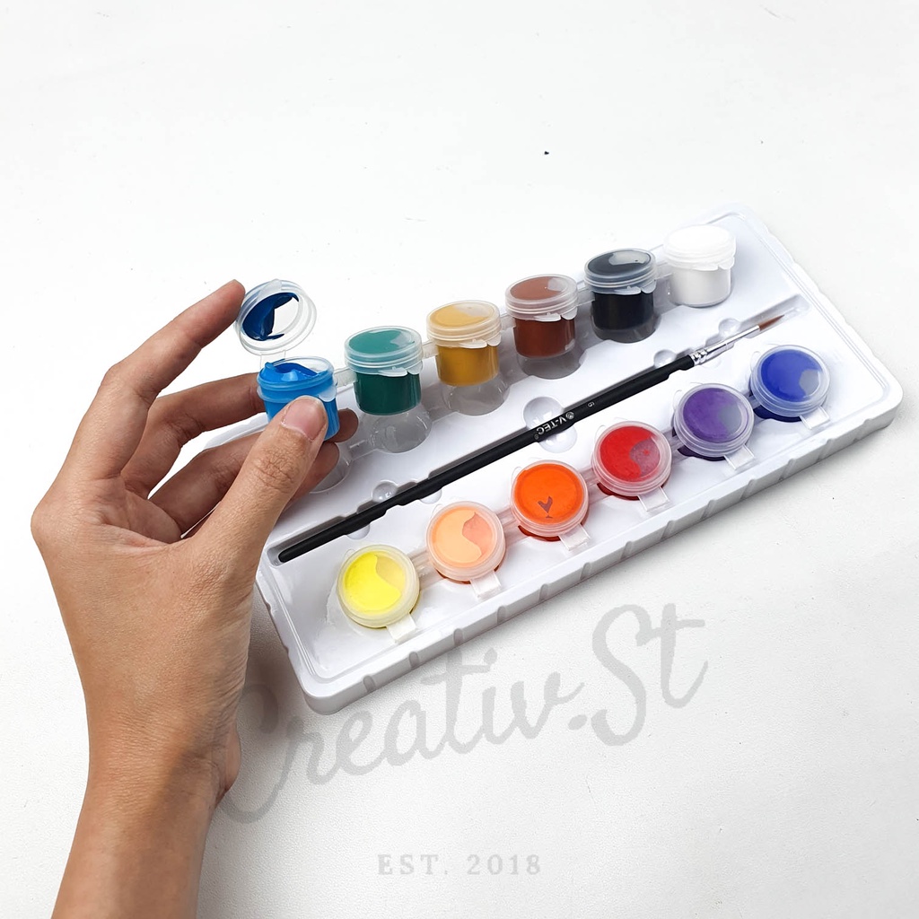 

V-TEC Cat Akrilik 12 Warna Vtec Set Paint Acrylic Colors Vt - 512 Tb 12 Warna X 5 Ml