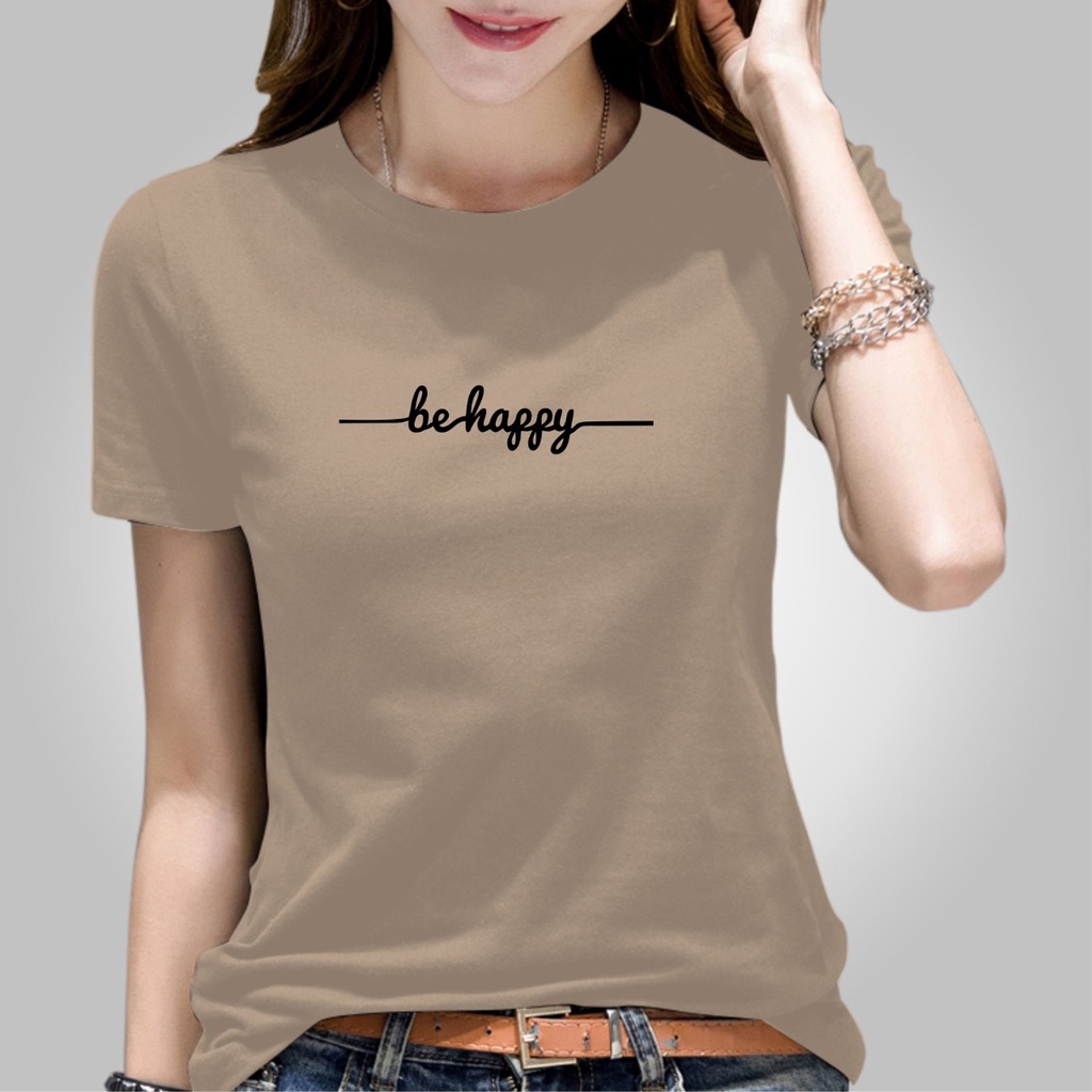 Grajelo Kaos spandex lembut premium / Baju atasan wanita / Kaos murah cewek - BE HAPPY-8