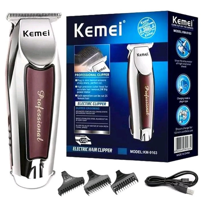 SHINE STAR - ORIGINAL KEMEI KM-9163 ALAT MESIN CUKUR WIRELESS RAMBUT JENGGOT KUMIS