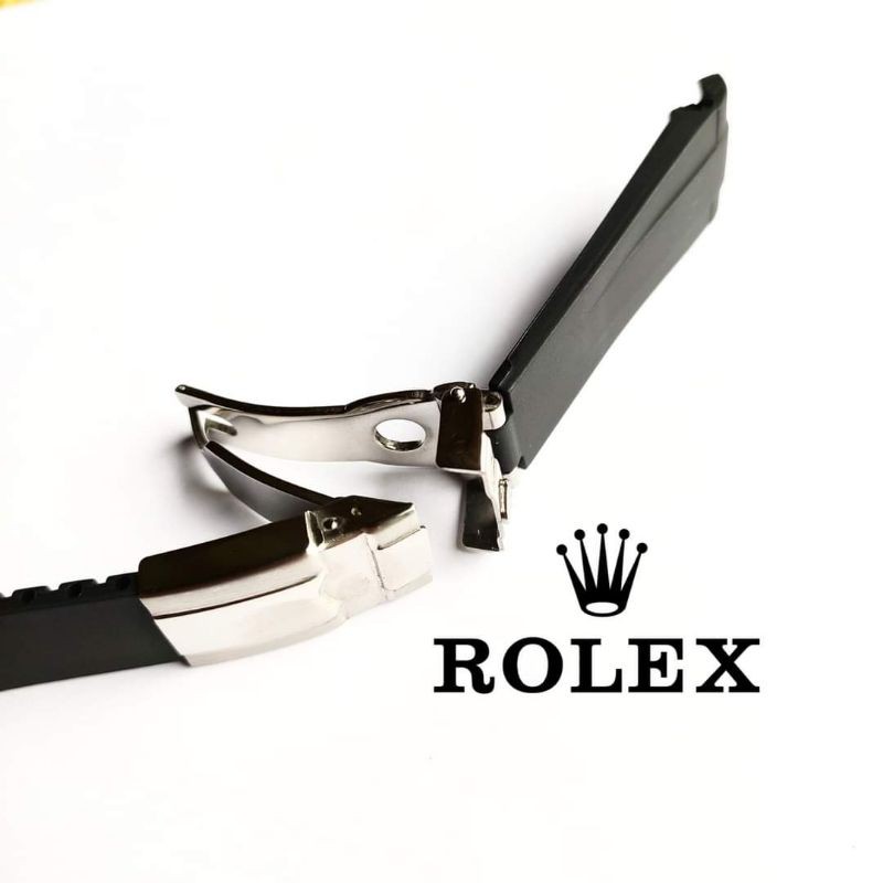 STRAP ROLEX TALI JAM ROLEX RUBBER FULL SET 20MM BLACK