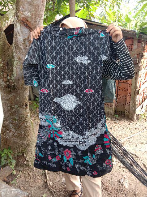 Batik Couple Keluarga Sania Ruffle Ori Ndoro Jowi Dnt Motif Matahari Terbit Abu