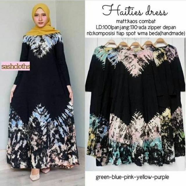 Gamis kaos  hitam  sleting depan busui Shopee  Indonesia