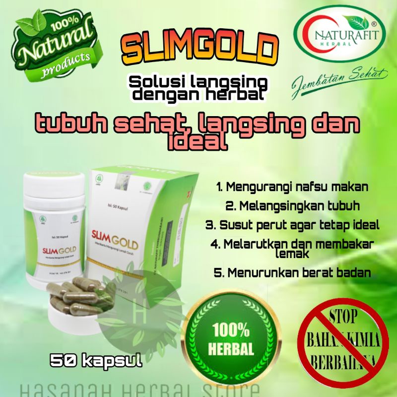 OBAT PELANGSING PERUT SLIM GOLD 50 KAPSUL -Obat pelangsing badan dan perut cepat kurus/Obat pelangsi