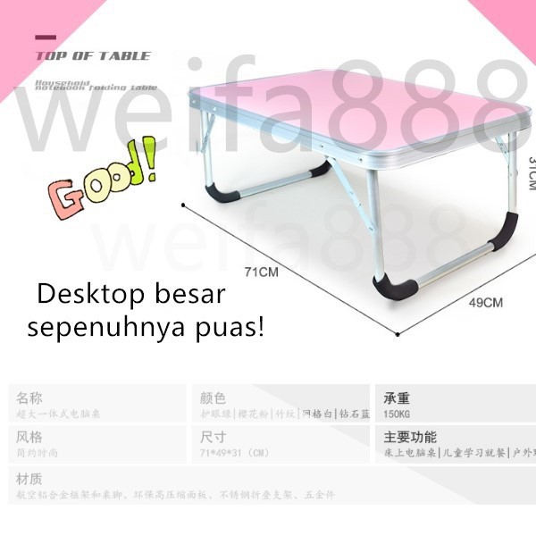 Promo!!! Meja Lipat Aluminium Laptop / Meja Belajar / Meja Sekolah