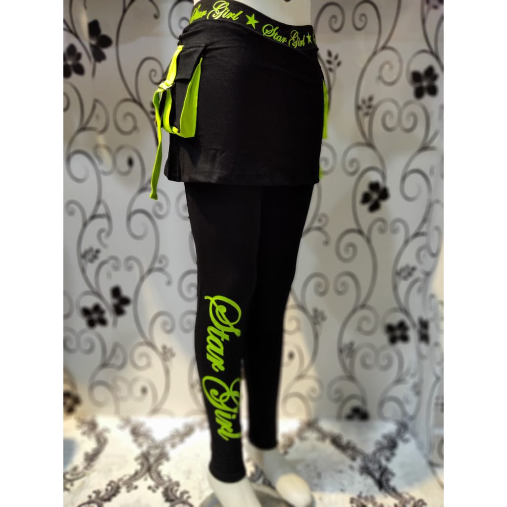 LEGGING WANITA ROK KANTONG STAR GIRL/SENAM/AEROBIK/ZUMBA