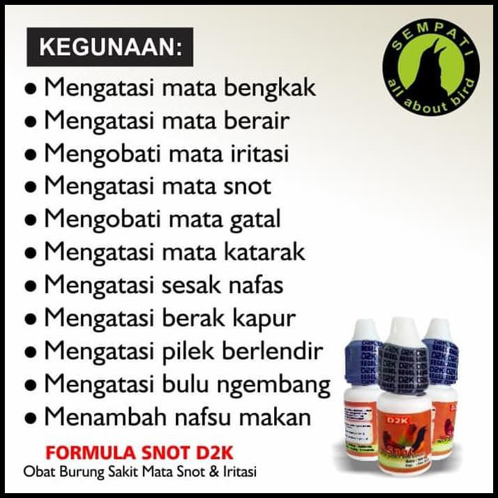 On Promo Snot D2K Obat Burung Sakit Mata Snot Berair Pilek Sesak Nafas