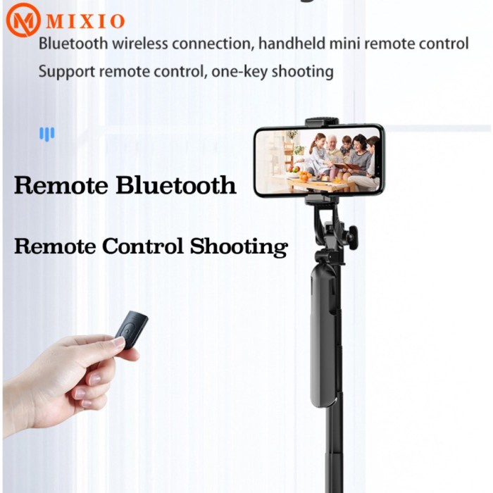 MIXIO A61 1.6M Tongsis Bluetooth Tripod Stabilizer Gimbal Selfie Stick