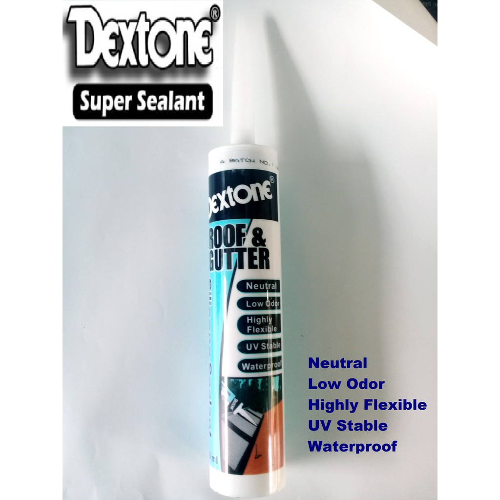 White Lem Dextone Roof dan Gutter Silicone Sealant Silikon Atap Talang Bocor Anti Asam Lem Tembak Waterproof Anti Air Warna Putih