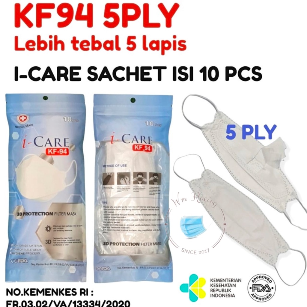 Masker ICARE KF94 5PLY Hygenic Ziplock Bag isi10pcs 3D Premium Quality