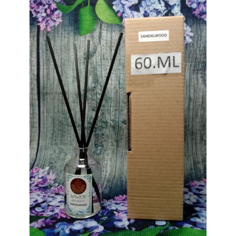 Reed Diffuser Aroma Terapi Pengharum Ruangan Essential oil Aromatherapy Replenisher Bunga Difuser-ARM 60 -SANDALWOOD