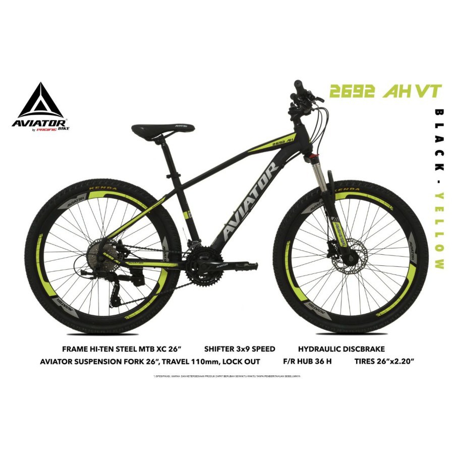 Sepeda Gunung MTB 26" Aviator 2692 AH Hidrolic Pelk Biasa