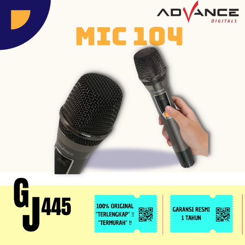 Advance MIC 104 Mic Profesional UHF mik  Wireless Microphone Garansi Resmi Karoke