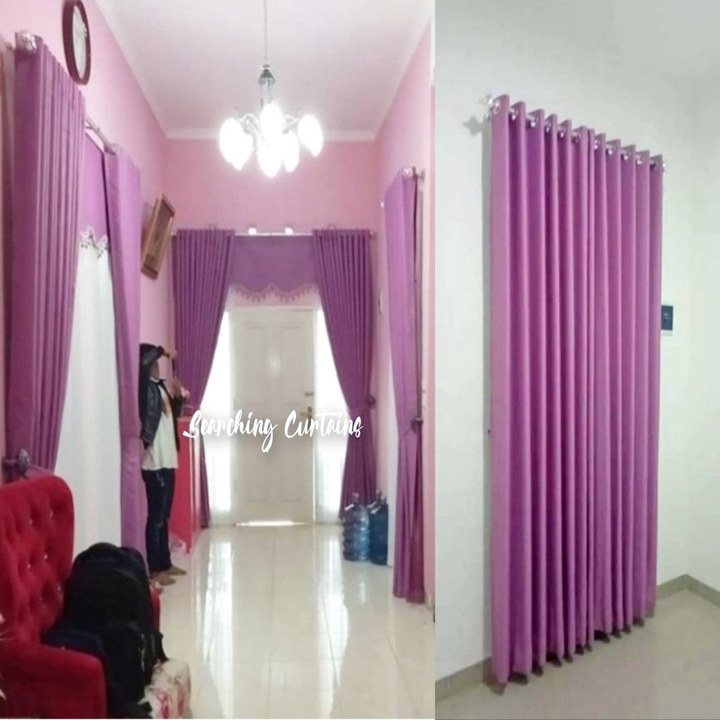 GORDEN BLACKOUT EMBOS SERAT PREMIUM TERBAU WARNA UNGU CANTIK MINIMALIS DEKORASI TIREI JENDELA PINTU 