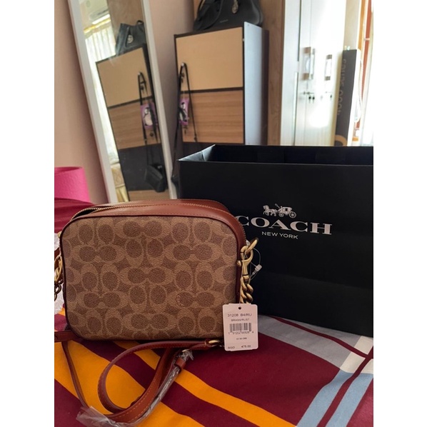 Coach camera bag signature tan rust