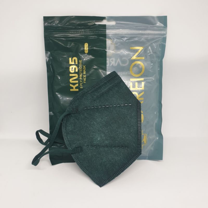 Masker Kn95 5 Ply Careion Warna Color Hijau Green Tua Botol Army Isi 10 Pcs Earloop