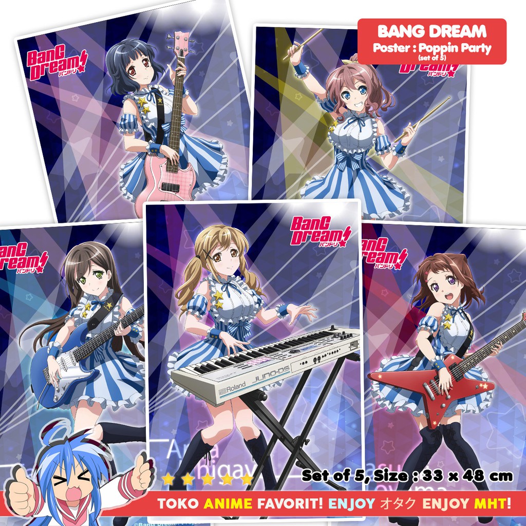 Poster Anime Idol Bang Dream Poppin Party Set Of 5