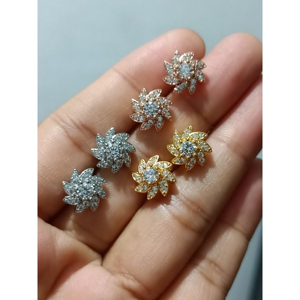 Anting titanium tusuk l,model replika berlian mata zircon,tidak berkarat,tidak gampang luntur,awet